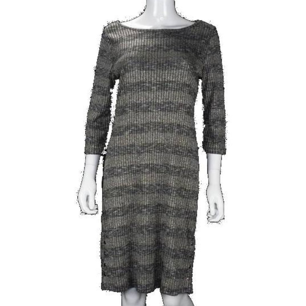 Tacera Tonal Stripe Rivet Knit Shift Sweater Dress